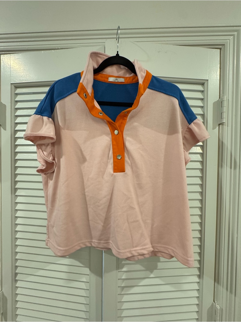 Oh Colorblock Crewneck Tee in Blue and Orange
